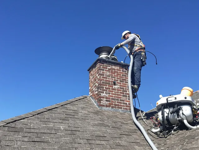 Dedicated Coventry Chimney Sweep team member cleaning a chimney in Coventry, CT
