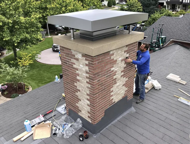 Coventry Chimney Sweep team working on a custom chimney remodel in Coventry, CT
