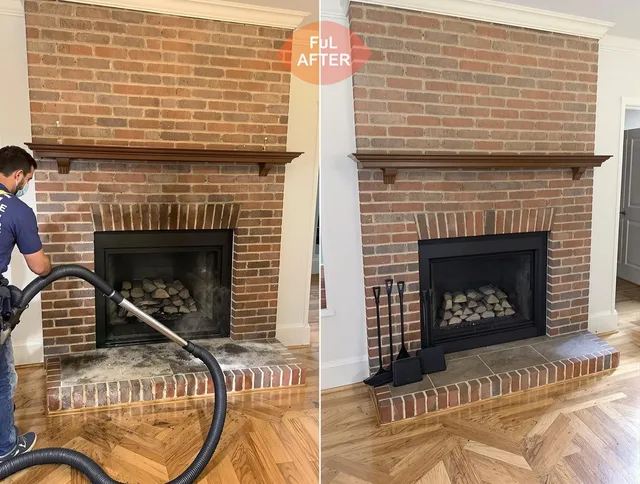 Coventry Chimney Sweep carefully sanitizing a fireplace in Coventry, CT