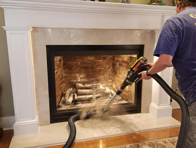 Fireplace cleaning performed by Coventry Chimney Sweep in Coventry, CT
